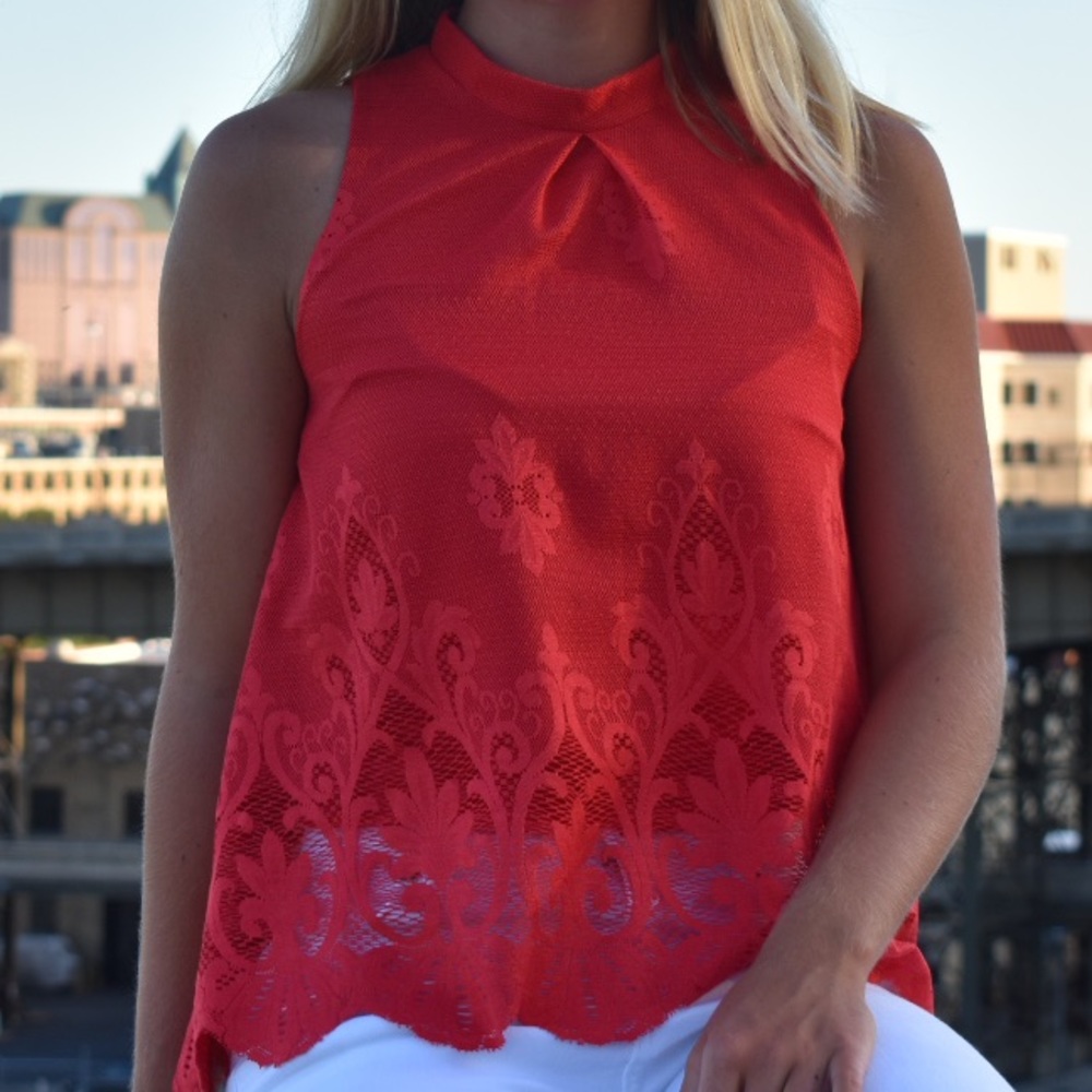Beautiful women’s red lace tank top